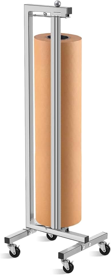 36 Inch Mobile Vertical Paper Roll Dispenser with Wheels