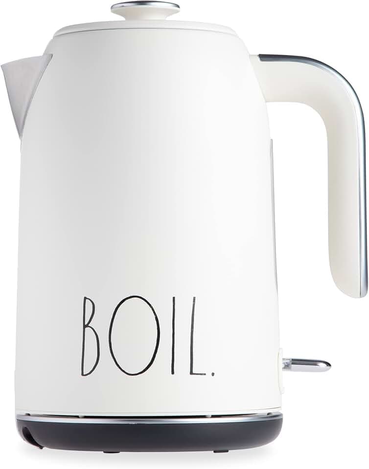 Rae Dunn Electric Hot Water Kettle - Stainless Steel Coffee Maker, Tea Kettle, Swivel Base, With Automatic Shut Off Boil-Dry Protection, Easy Pour Pitcher, 1500 Watt Boiling Power, 1.7 Liters, Cream