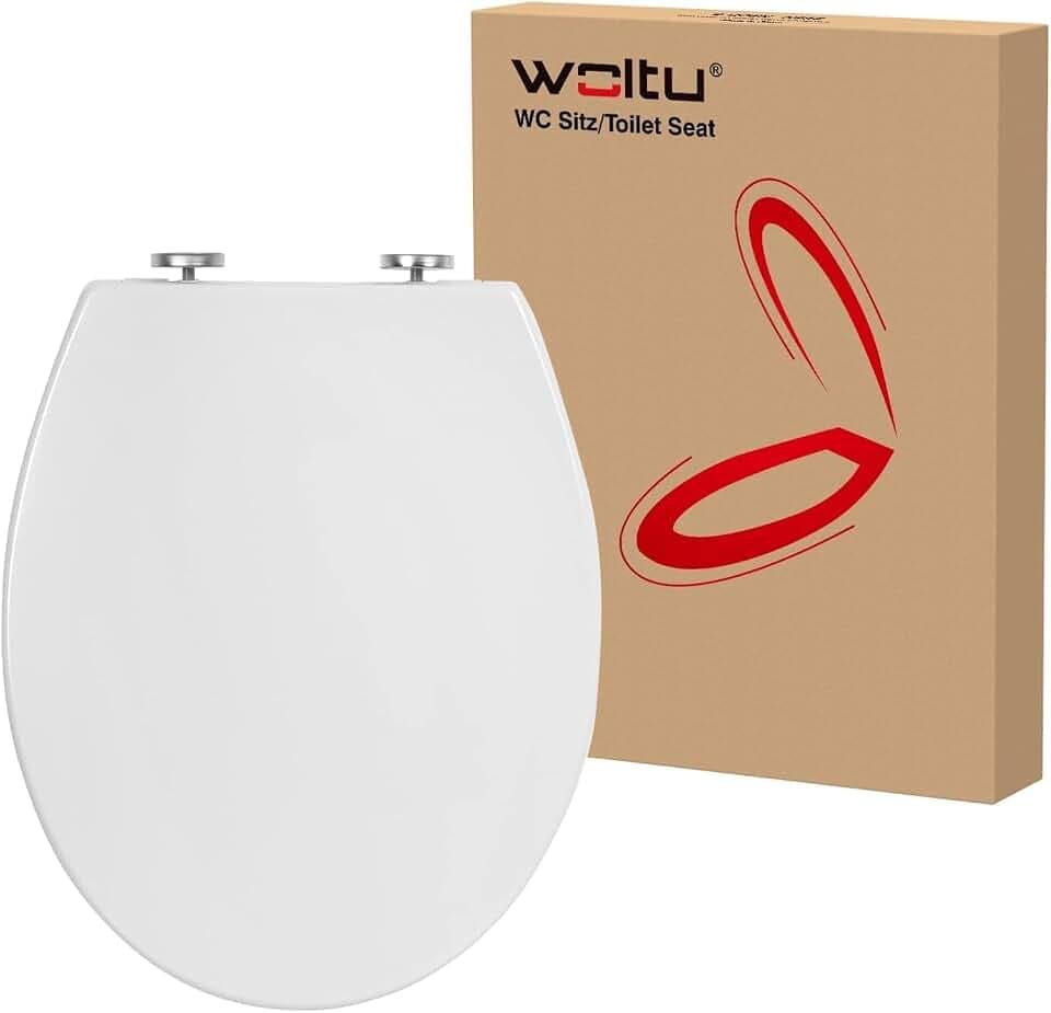 WOLTU Toilettendeckel,WC Sitz mit Absenkautomatik,klodeckel WC Sitz,Fast Fix Toilettensitz, Klobrille,WC Deckel Weiß Oval