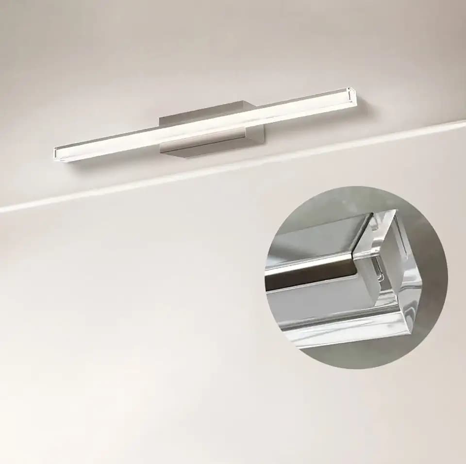 Badezimmer Lampe Wand 40cm, Edelstahl, Kristallacryl, Bad Lampe Für Die Wand Led 9w 1100lm Neutralweiß 4000K, Lampe Badezimmer Wand, Spiegelleuchte Modern IP44 Wasserdicht