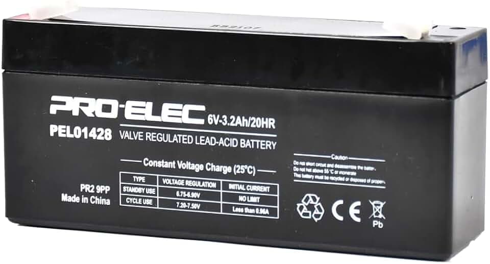 Clulite Unisex-Batterie, 6 V, 2,8 Ampere/Stunde, wiederaufladbar, Schwarz