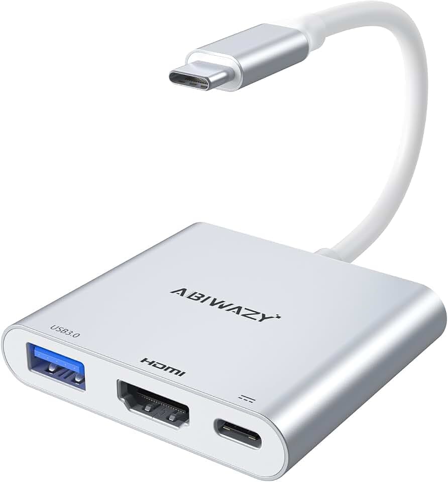 USB C to HDMI Adapter, 4K HDMI to USB-C Multiport Hub Adapter with 100W PD & USBA 3.0 Port, Type C Digital AV Converter for iPad Pro,MacBook Pro/Air,iPhone 15/16,Switch,TV, Monitor and More(Silver)