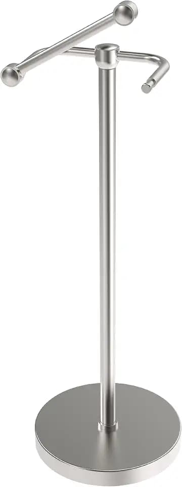 RARXTR Toilet Paper Holder Stand, Post Pivoting Design Free Standing Toilet Paper Holder, SUS304 Stainless Steel Toilet Paper Roll Holder, Heavy Stable Base (Brushed Nickel)