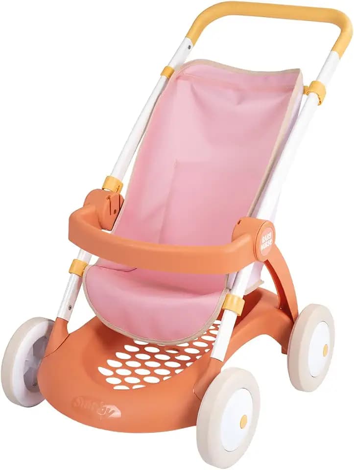 Smoby Baby Nurse Kinderwagen, für Puppen bis 42 cm, Griffhöhe 58 cm, Tasche und Aufbewahrungskorb, ab 18 Monaten