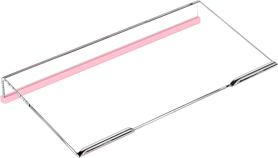 Richboom Computer Keyboard Stand for Desktop, 11.8" Tiny Clear Acrylic Keyboard Riser 78 Keys Compact Keyboard Lift for Desk Ergonomic Short Keyboard Holder Tray with Black and Pink Silicone Strip