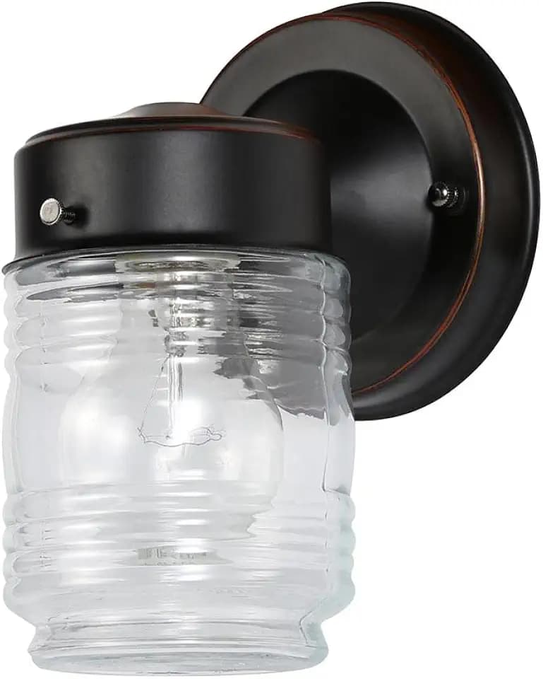 Design House Jelly Jar Outdoor Wall Light, Oil Rubbed Bronze