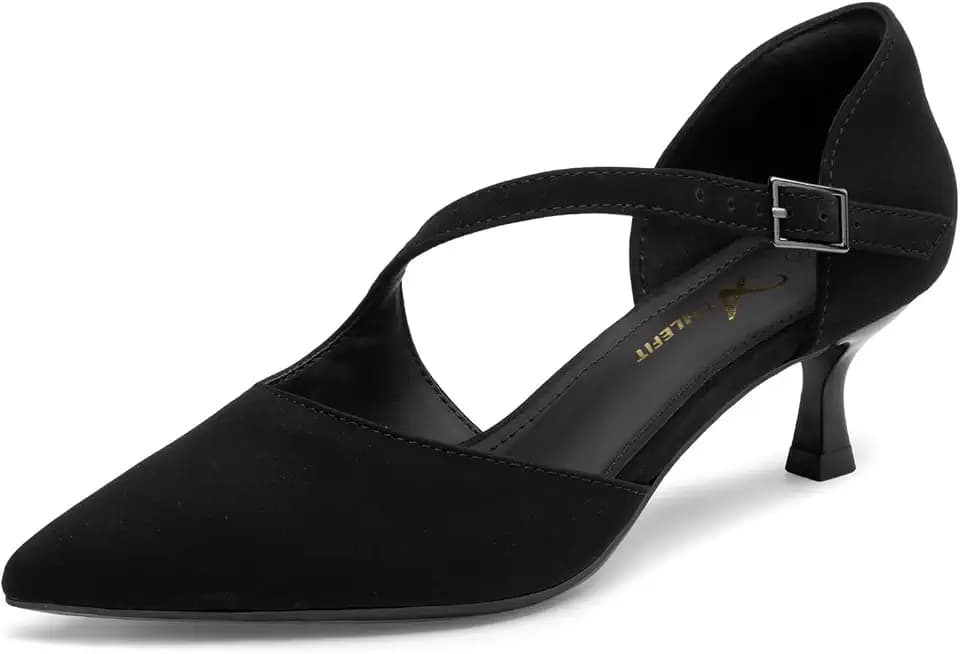 Athlefit Women's Low Kitten Heel Pumps Dress Shoes