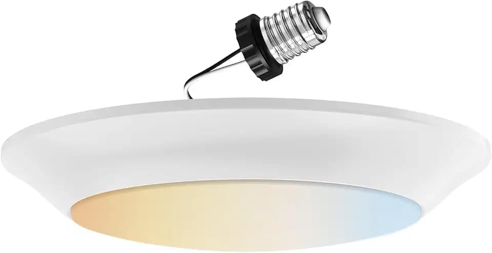 Sunlite 87799 7" Round Flush Light Hardwire/Retrofit Fixture, 15W, 950 Lmns, CCT Switch 27K/30K/35K/40K/50K, Dimmable, 90 CRI, ETL Listed, Energy Star, Medium E26 Base, Title-24 Compliant, 1 Pack