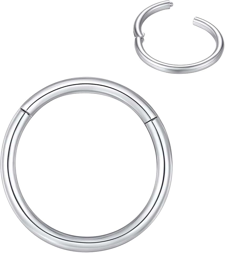 Nasenring Hoop 316L Chirurgenstahl Knorpelohrring Septum Clicker Ring 0,8 mm 1,0 mm 1,2 mm 1,6 mm 2,0 mm Edelstahl Klappbarer Segmentring Lippenring Conch Daith Helix Rook Tragus Lobe Snug Ear Body Piercing Schmuck