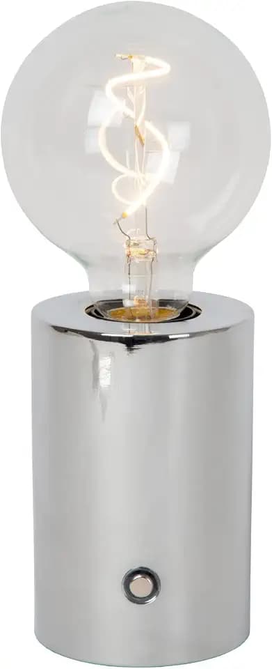 LUCIDE VIVO - wiederaufladbare Tischlampe - Akku/Batterie - Ø 8 cm - LED Dim. - E27-1x1W 2700K - Chrom