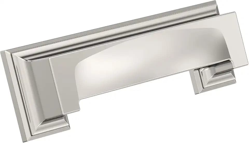 Amerock BP36762PN | Appoint 3 inch or 3-3/4 inch (76mm or 96 mm) Center to Center Polished Nickel Cabinet Cup Pull | Kitchen Cabinet Hardware | Furniture Hardware | Drawer Handle
