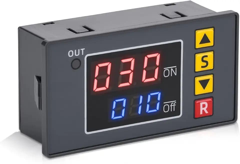Digital Timer Relais Modul DC 12V 20A Zeitschaltuhr Relais Zyklisches Zeitverzögerungsrelais mit LCD Dual Display