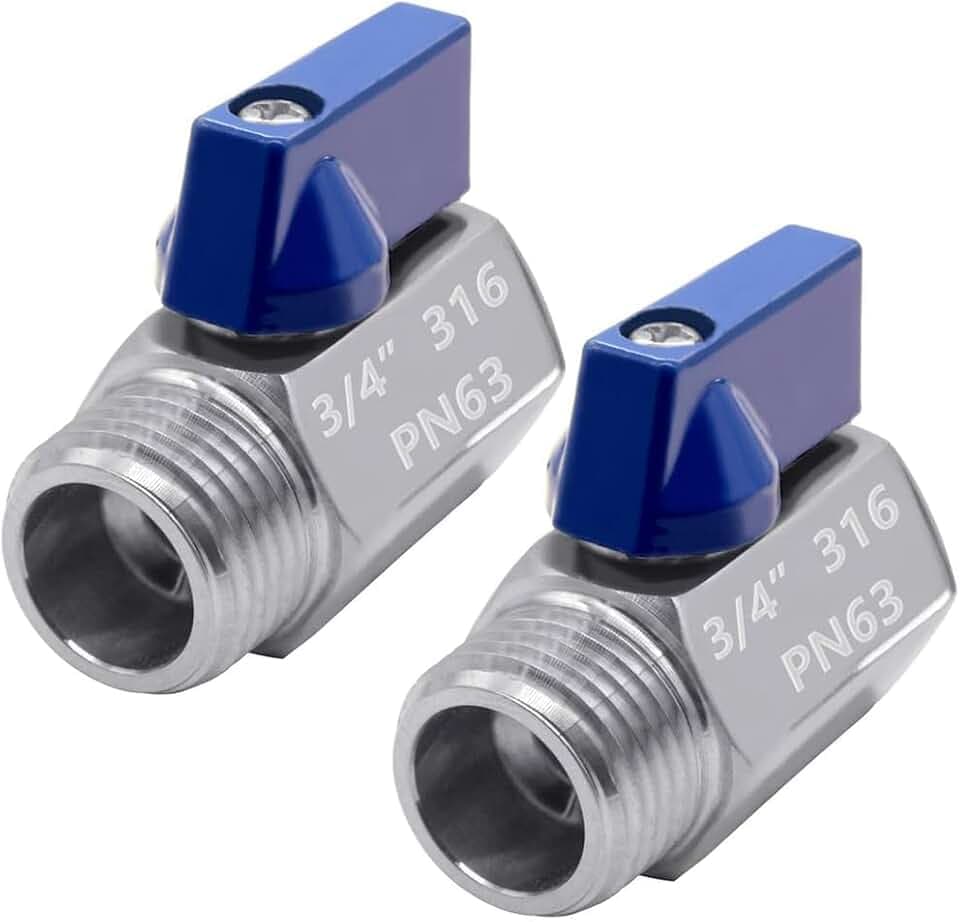 Beduan 316SS 3/4 NPT Mini Ball Valve Female x Male Shut-Off Valve 2 PCS