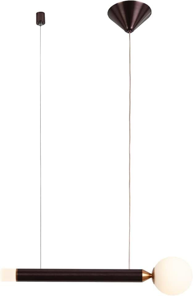 LAMPARA DE TECHO 38X10X120 ALUMINIO MARRON/CRISTAL BLANCO