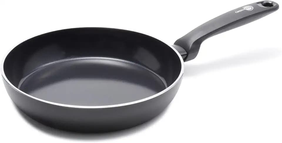 GreenPan Torino Gesunde antihaftbeschichtete Keramik Bratpfanne 24 cm, PFAS-frei, Induktion, Backofenfest bis 160°C, spülmaschinenfest, Schwarz
