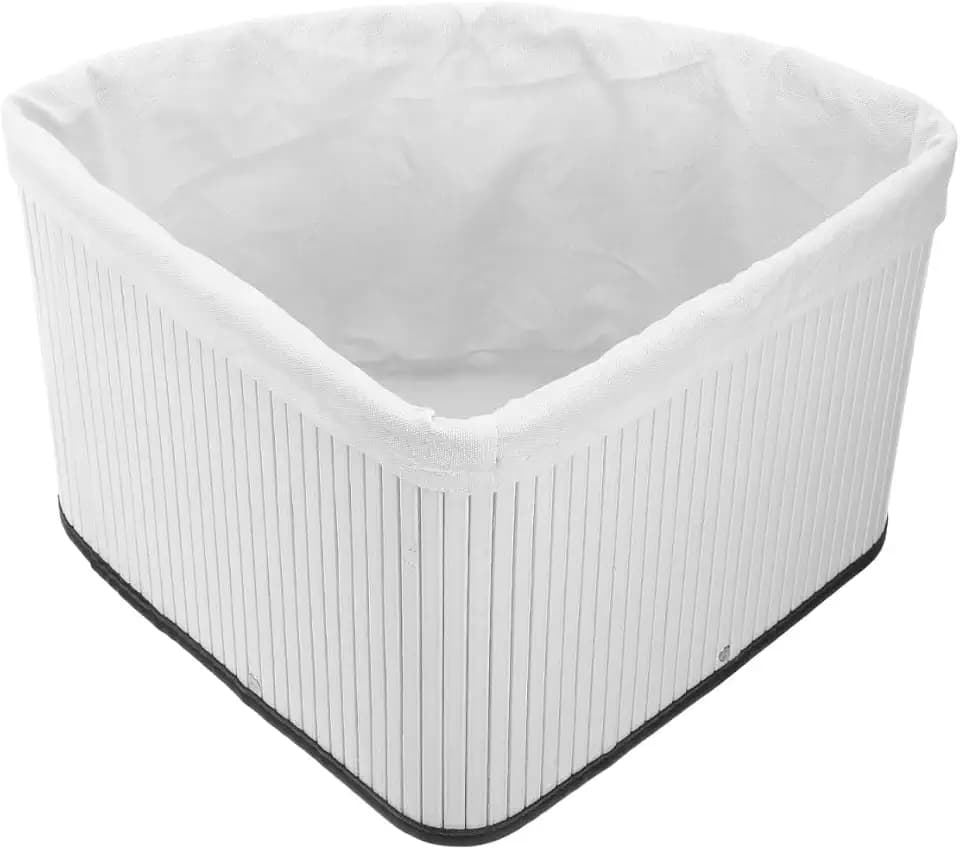 BESPORTBLE Fächerförmiger Eck-Aufbewahrungskorb, dreieckiger Dreieck-Organizer, weißer Kunststoff-Eckregal, Aufbewahrungsbox für Heimbüro, 29 cm Radius x 22 cm Höhe