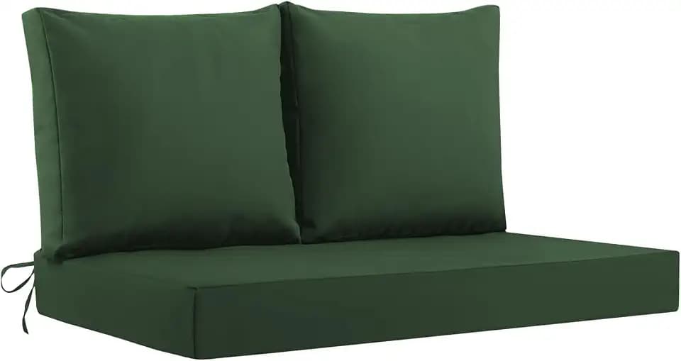 Outdoor Loveseat Cushions, 46×26×4 Inch, Waterproof, Forest Green
