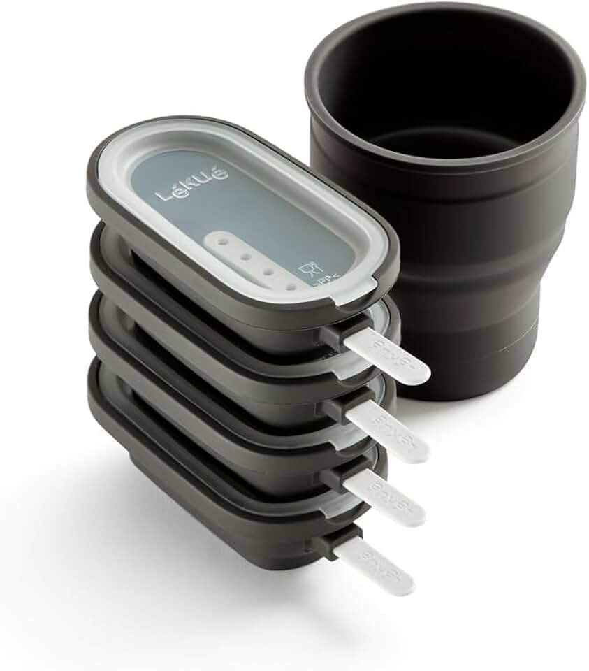Lékué Set 4 Stück. Creamy Eisform plus Silikonbehälter, Braun