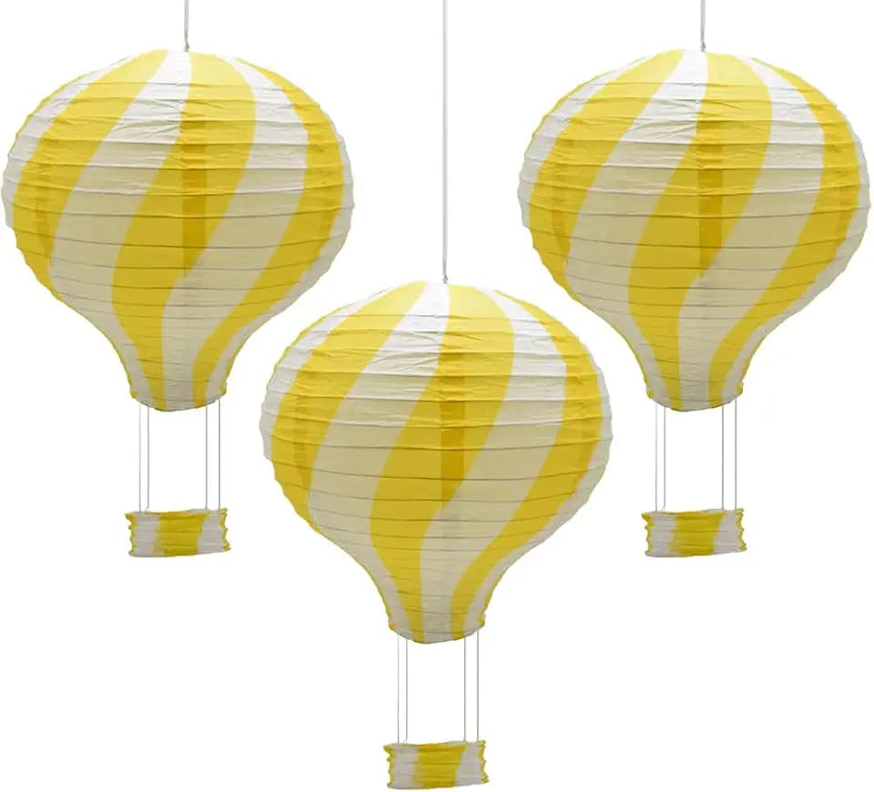 Papierlaternen mit Heißluftballon, 30 cm, hängende Papierlaterne, Lampenschirm, Basteldekoration für Party, Zuhause, Hochzeit (RQ-DL/Gelb)