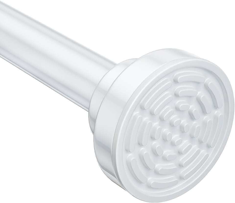Ausemku Shower Curtain Rod Tension - 32-80 Inch Never Rust Non-Slip Spring Tension Curtain Rod No Drilling Stainless Steel Curtain Rod Use Bathroom Kitchen(White)