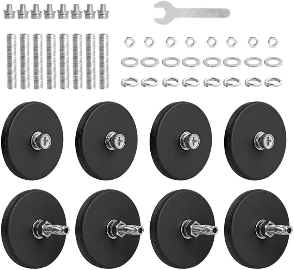 8 Stück Neodym Magnete Gummiert,43mm Magnete mit Gewinde, mit M5 Schrauben und Muttern, 12kg Haftkraft,für Fahrzeuge, Lampen, Instrumente und Geräte, Befestigen Von Werkzeuge