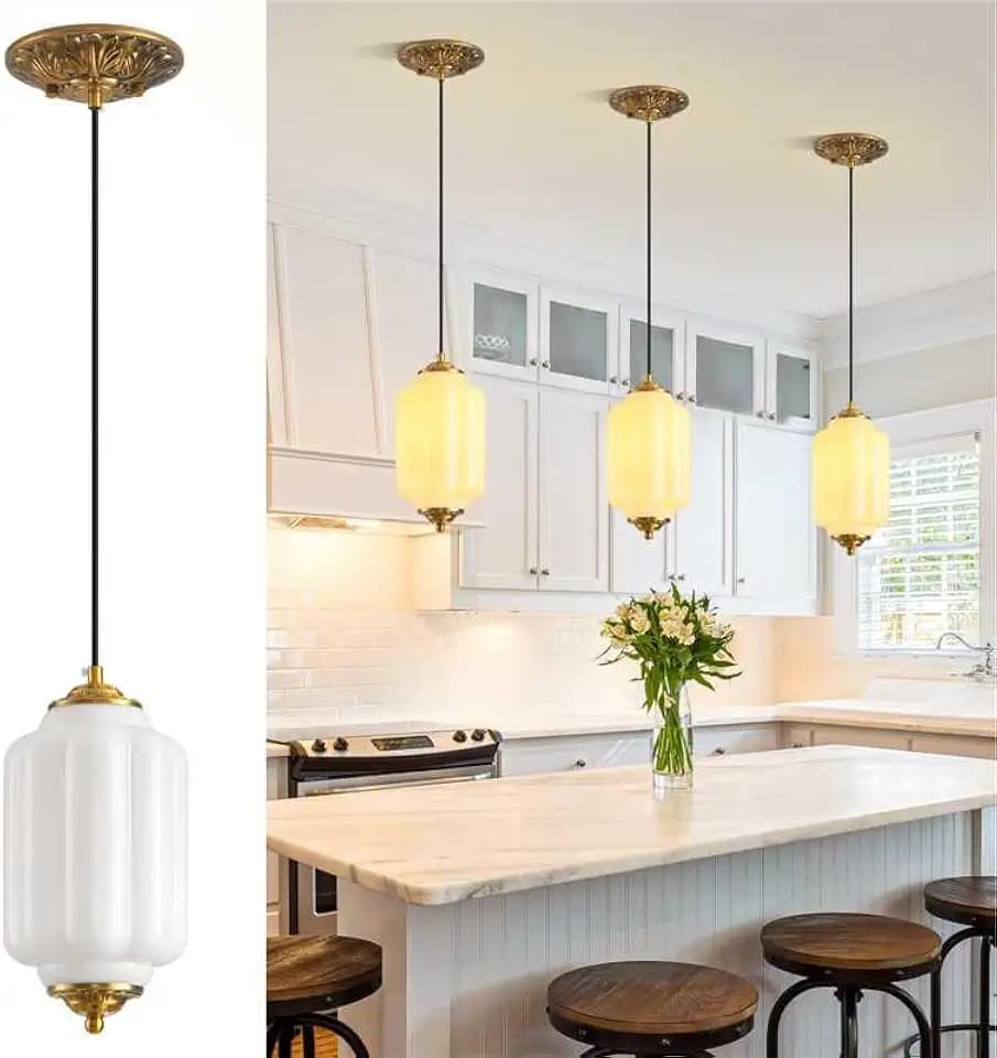 Milk Glass Light Fixture 5.5in Small Pendant Light Bulb Included