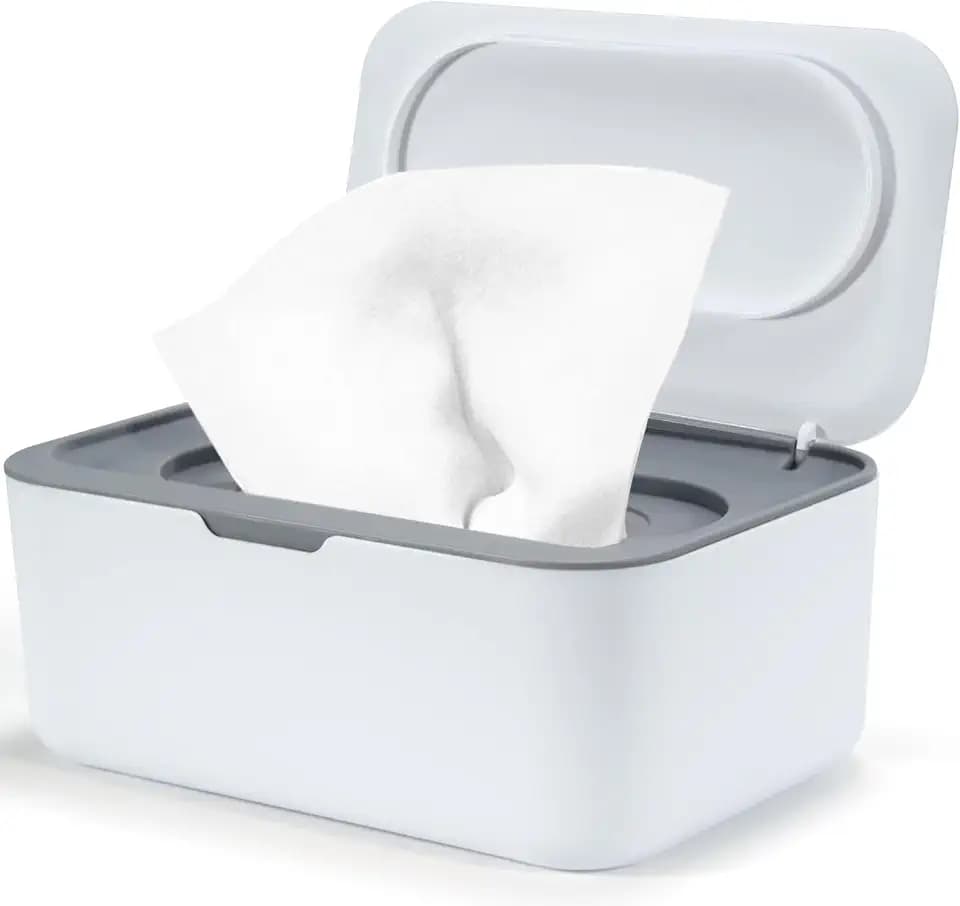 Feuchttücher Box für Baby, Baby Feuchttuchbox mit Deckel, Box für Feuchtes Toilettenpapier, Feuchttuchbox Beige, Box für Feuchttücher, Feuchttuchspender für Zuhause und Büro