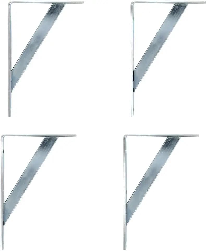 Amig - 4er-Pack Regalhalterungen Farbe Silber - Regalwinkel 250 x 200 mm - Robuster Stahl: bis zu 330 kg