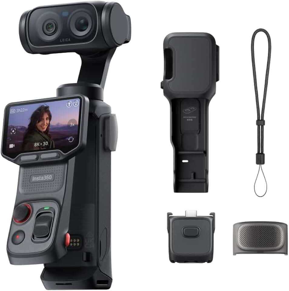 Insta360 Luna Ultra - 8K Vlogging Camera with Dual Leica Lenses, 12× Zoom, 1" Sensor, Detachable 2" Touchscreen, Triple AI Chip, Pocket Gimbal Camera for Vlog Photography-Cosmic Black