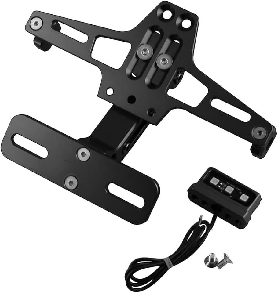 Verstellbarer Nummernschildhalter aus Aluminium für Motorräder mit LED-Licht, verstellbar für R25 R3 MT03 MSX