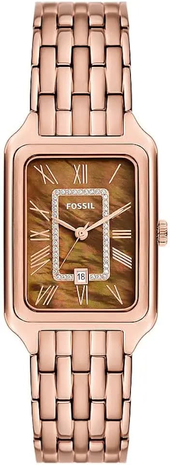 Fossil Raquel Damenuhr, Quarz-Dreizeigerwerk mit Edelstahlarmband