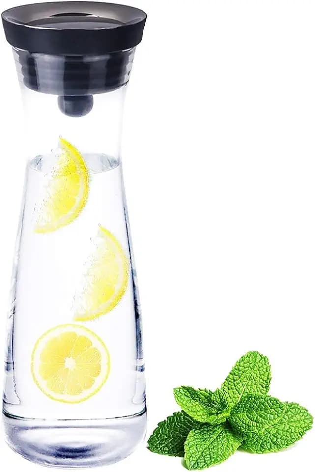 AMAYGA Glas-Karaffe,1200mL mit Deckel und Auslauf,Wasserkaraffe, Saft Krug,für hausgemachte Getränke/Eistee/Milch/Kaffee/Wein