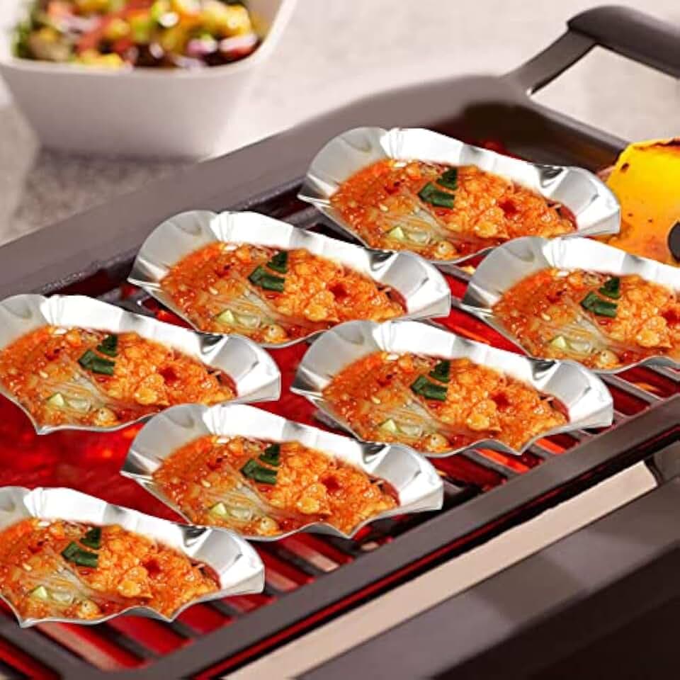 Hoypeyfiy 24pcs 304 Stainless Steel Oyster Shells, Oyster Grilling Shells for Cooking Oysters, Shrimp, Scallops, Clams