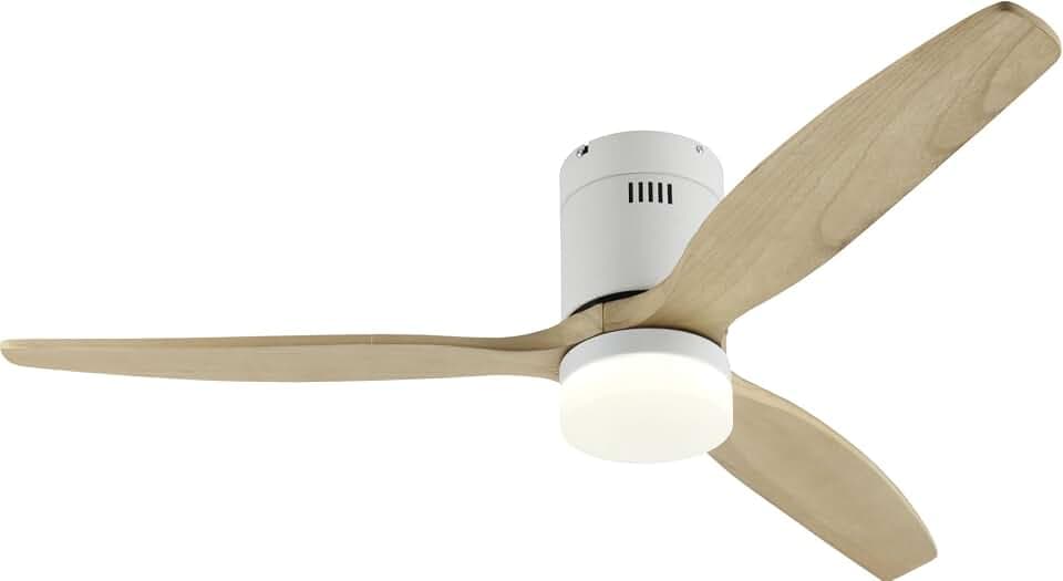 Corberó Deckenventilator mit LED-Licht, 132 cm, CVTGHC4, leise, 6 Geschwindigkeitsstufen, nordisches Design, Timer, Fernbedienung, Sommermodus, Winter, Flügel aus hellem Holz