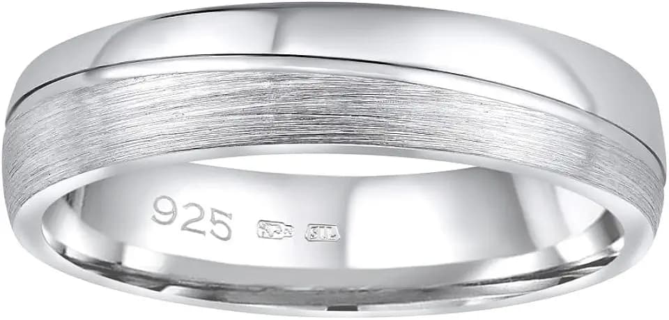 SILVEGO Damen und Herren Ehering Silber 925 ohne Stein GLAMIS