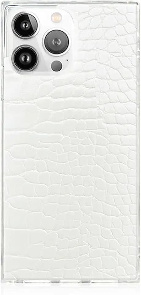 Flaunt Official Square iPhone 15 Pro Max Case - White Crocodile