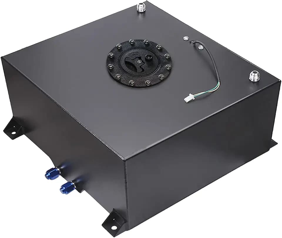 15 Gallon Fuel Cell Aluminum Polished with Cap Level Sender Black