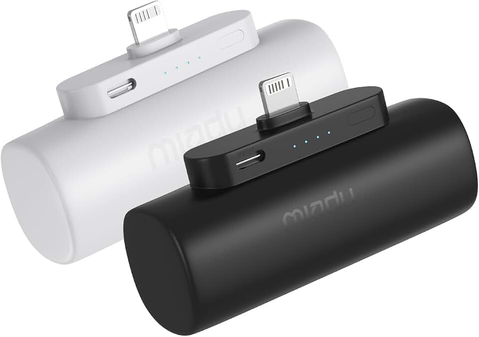 Miady 2-Pack Mini Portable Charger Built-in Connector Compact Battery Pack