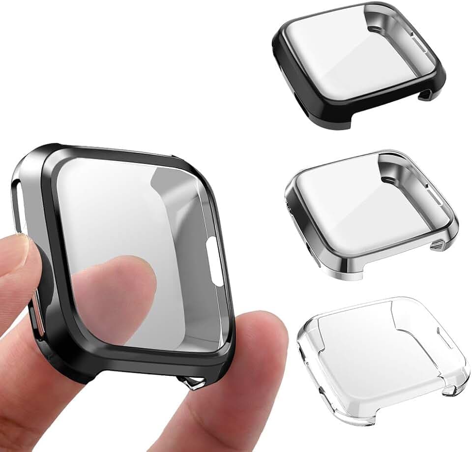 3 Packs Screen Protector Compatible Fitbit Versa, Ultra Slim Soft Full Cover Case for Fitbit Versa