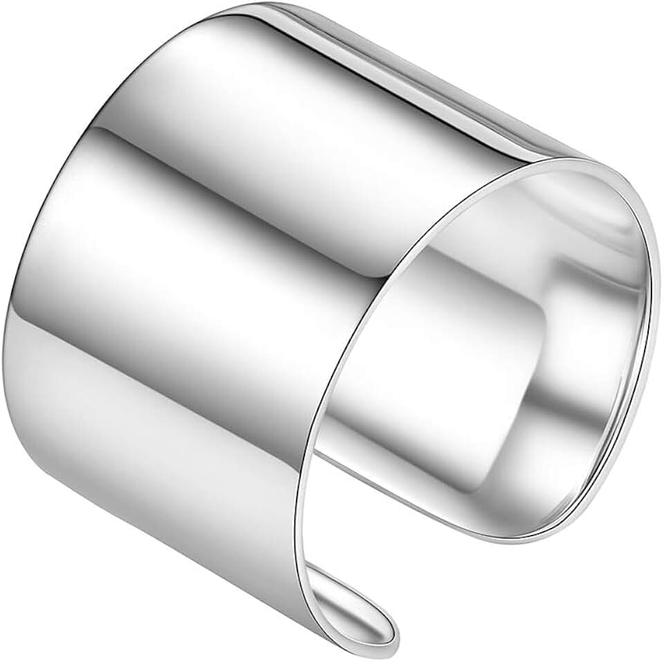 PROSILVER 925 Silber Ring für Damen 5mm 10mm 15mm Silber Offener Fingerring Anpassbar hochglanzpoliert/gebürstet Bandring verstellbar Minimalister Schmuck Accessorie