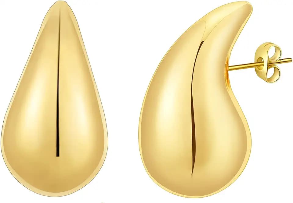 Rajputana Bottega Ohrringe Creolen Dupes Chunky Gold Hoop Earrings für Damen, Tear Drop Dangle, Wasser Tropfen Vergoldet Frauen Mädchen Mode Trendy Hypoallergenic Schmuck