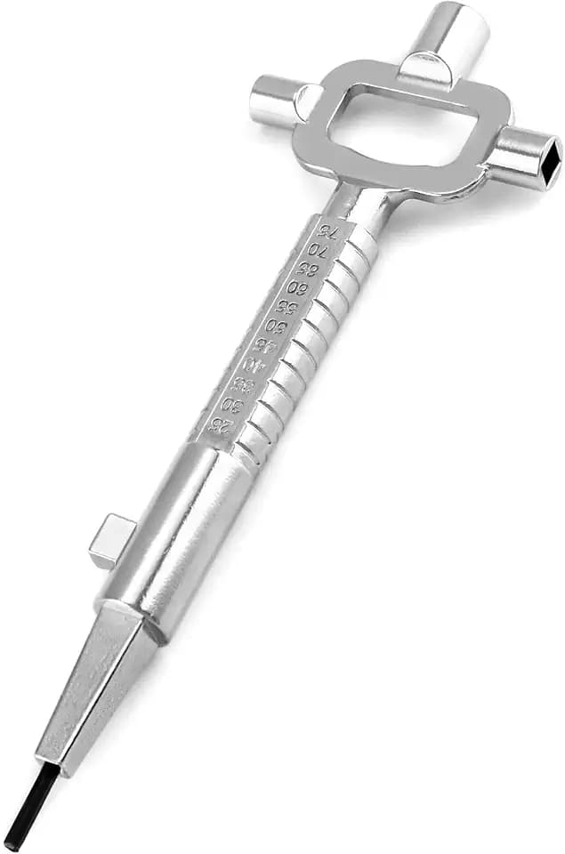 QWORK® Universal Bauschlüssel, Architektenschlüssel, Baustellenschlüssel mit Zylinder-Messlehre, Schaltschrankschlüssel, Zinklegierung
