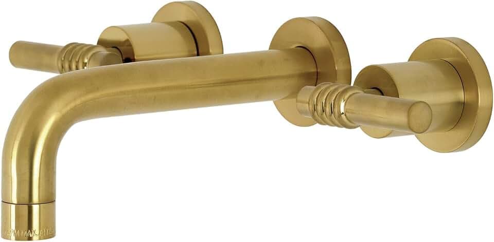 Kingston KS8127ML Wall Mount Bathroom Faucet, Brushed Brass