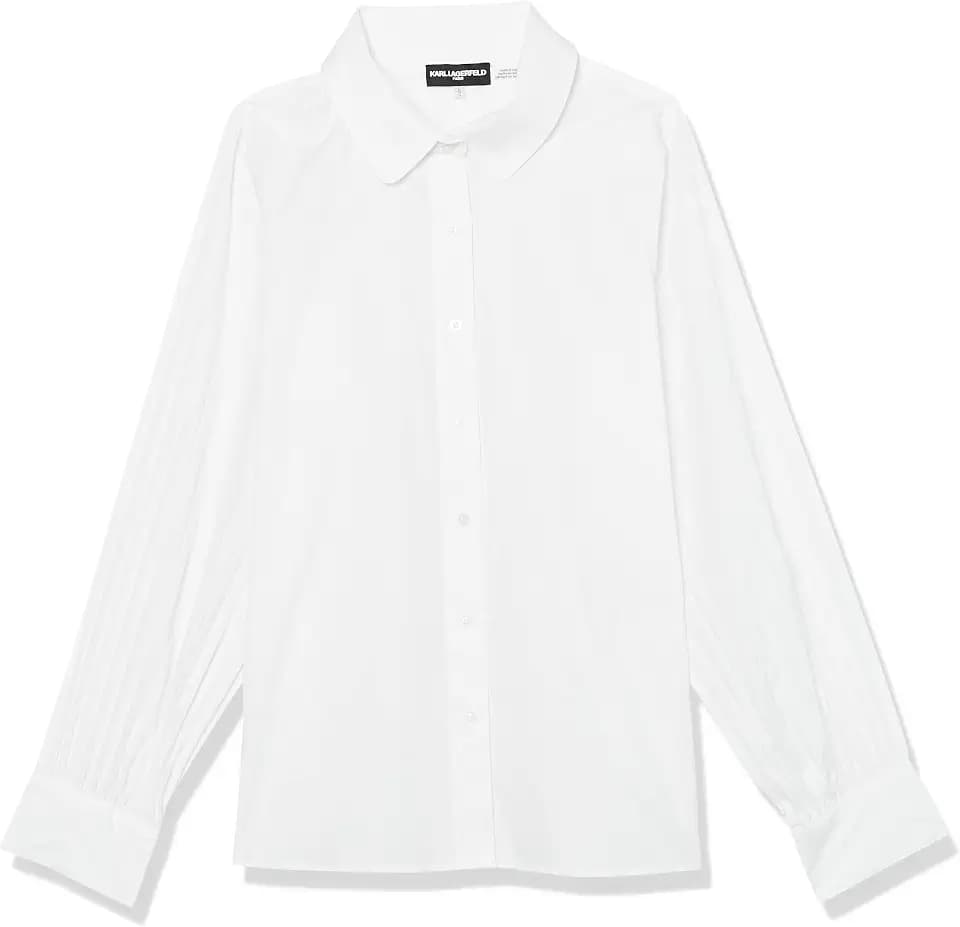 Karl Lagerfeld Womens Long Sleeve Poplin Woven Blouse