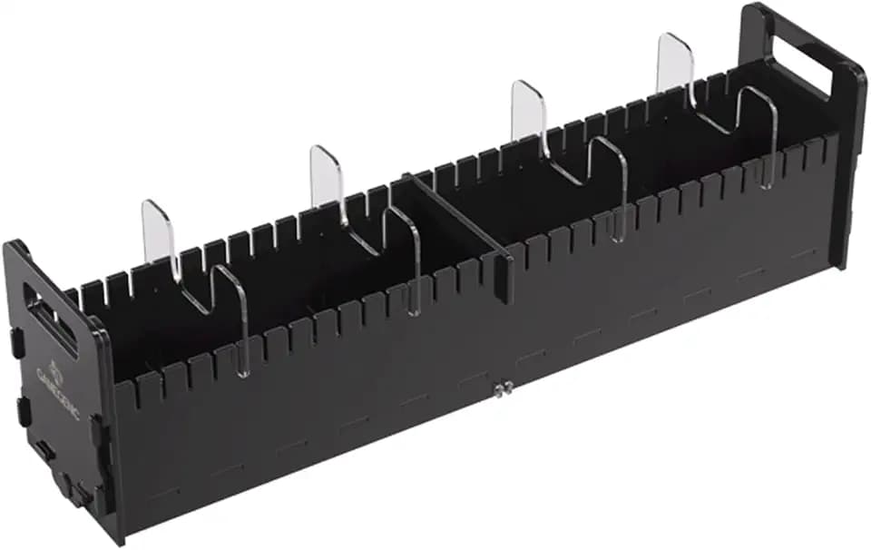 Gamegenic Cards' Rail 500+ Deck Box | Double-Sleeved Card Storage for up to 500 Standard-Sized Cards | Premium Acrylic Card Game Organizer with 4 Removable Dividers | Black Color | Made by Gamegenic