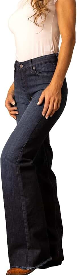 Kimes Ranch Women's Olivia High Rise Wide Leg Jeans, Raw Hem