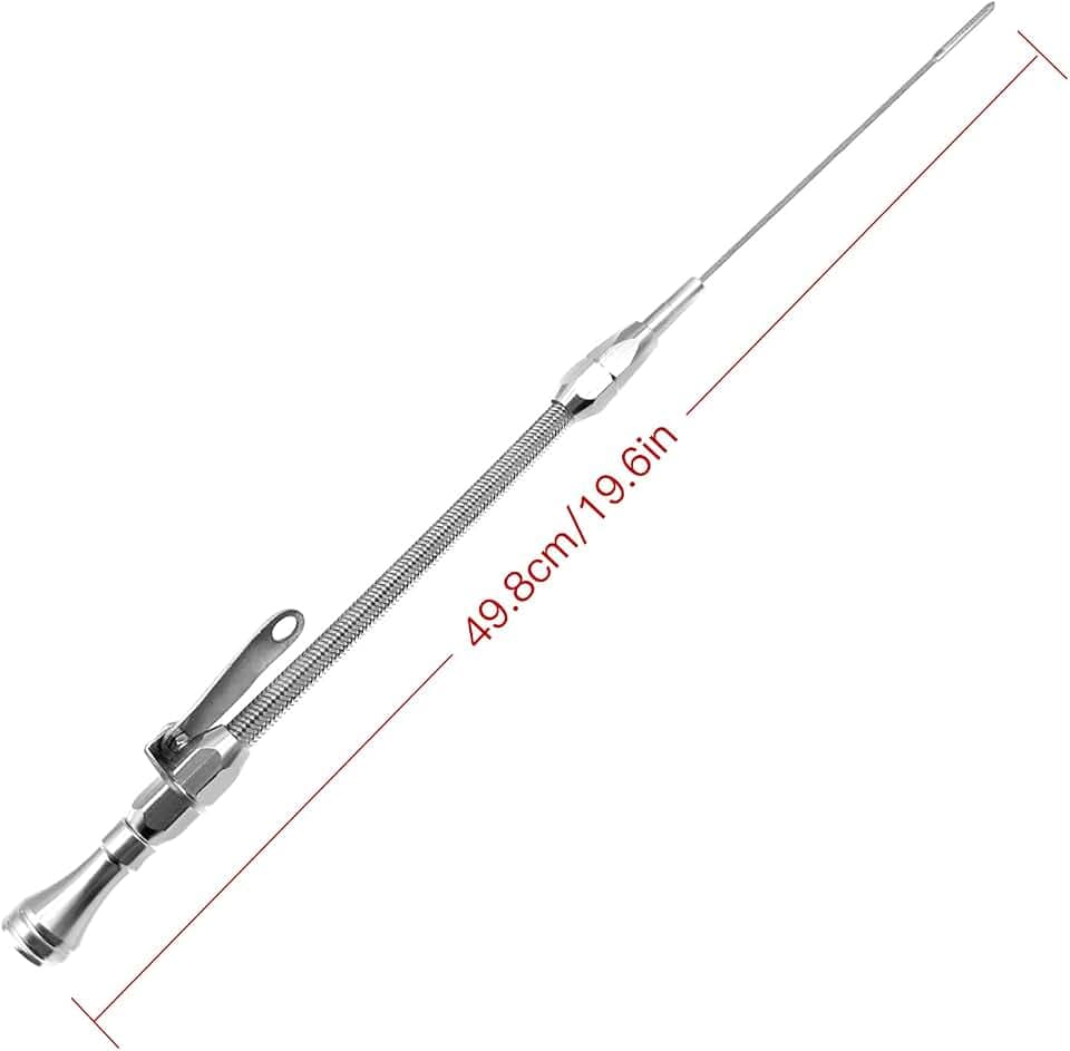 HAHAHA-8445 FE Compatible with Ford FE Big Block Stainless Flexible Dipstick. Flexible Billet Engine Oil Dipstick for 1955-1977 (352,360,390,427,428) (Silver)