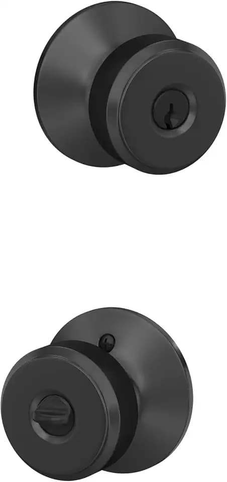 Schlage Bowery Keyed Entry Door Knob, Interior/Exterior, Matte Black