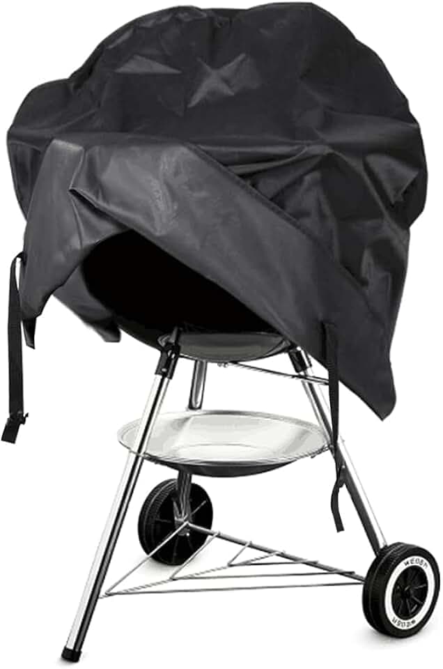 Grill Cover for Weber Round Grill Cover Water Proof Heavy Duty Outdoor Canvas BBQ Grill Cover Dome Smoker Cover (26 inch)