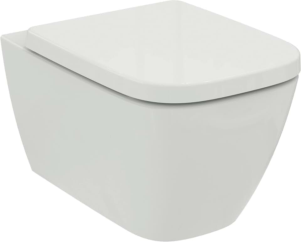 Ideal Standard i.life B Wandhängendes WC-Becken-Set, Hänge-WC mit CL1 Vollspülung 3.9-6 l/min, horizontaler Abgang, spülrandlos, platzsparend – Weiß (360 x 545 x 380)